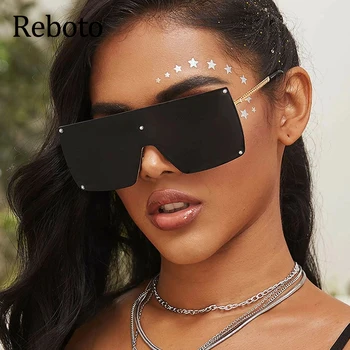 Слънчеви очила без рамки голям размер 2021, дамски модни черни маркови дизайнерски vintage слънчеви очила в метални рамки, дамски слънчеви очила