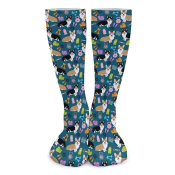 Спортни чорапи Corgi, забавни чорапи с домашен любимец принтом, есен 
 Нескользящие дамски чорапи, меки чорапи за скейтборд с чертеж