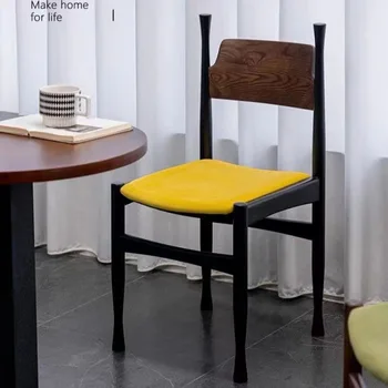 Средновековен стол за хранене, начало дизайнерски стол от овче руно с облегалка от масивна дървесина, всекидневни стол с тихо дизайн, лесен ресторант стол в стил ретро