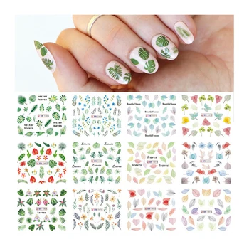 Стикери за нокти BeautyBigBang Зелени дървета, Листа, Цветя Растение Монстера Декорации за нокти арт Етикети за маникюр Стикери за нокти със собствените си ръце