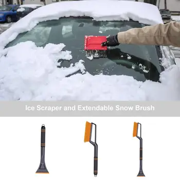 Стъргалка за лед с Четка за сняг Средство за премахване на сняг Средство за отстраняване на лед през Зимата Компактен инструмент за почистване на сняг за леки автомобили, ванове RVS и камиони