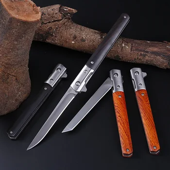 Тактически нож M390 Стомана M390 Сгъваем нож с острие от сандалово дърво Эбонитовые Ножове за оцеляване Походный Ловен нож за нарязване на плодове