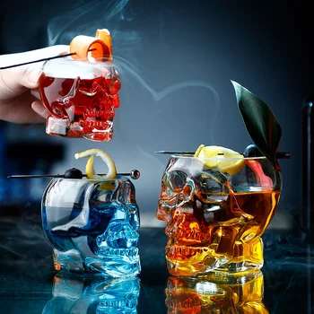 Творчески дом стъклена чаша за коктейл, чаша с черепа, уиски, спиртни напитки, индивидуалност, търговска чаша за вино за Хелоуин, бар