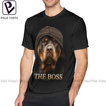 Тениска с Ротвейлером Rottweiler The Boss Design By Zilly Tees Тениска Big Fun Tee Shirt Базова Тениска С къс ръкав