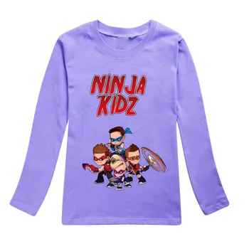 Тениска с изображение на аниме NINJA KIDZ, есенни детски спортни тениски с дълги ръкави и анимационни герои за момчета, тениски за момичета, памучни блузи оверсайз с кръгло деколте