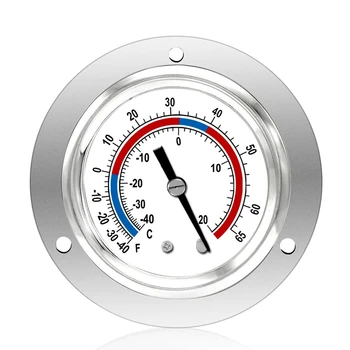 Термометър налягане, капилярна хладилен манометър, от -40 до 65℉ / от -40 до 20 ℃, 2-инчов циферблат, монтиране на панел от неръждаема стомана