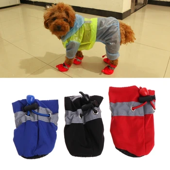 Топли обувки за домашни кучета, водоустойчив куче обувки, обувки за дъжд и сняг, водоустойчива гумена устойчива на плъзгане обувки за кученце малко куче W110