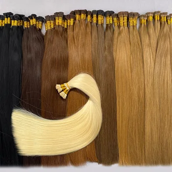 Търговия на едро Руски Натрупване на човешки косъм с кератиновым върха u-образна форма от сурова естествена коса Remy с двойна аспиратор