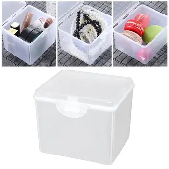 Универсална кутия за съхранение, пластмасов куфар с правоъгълна форма, с капак, прозрачен контейнер за дребни неща, за съхранение на бижута, превръзка на главата