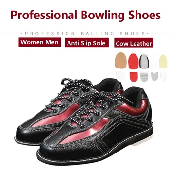 Унисекс Обувки за боулинг с заносом за дясната и лявата ръка на Жените и Мъжете Домашни маратонки в замяна подметка Професионална кожени обувки за боулинг