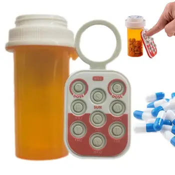 Устройството за проследяване на таблетки многократна употреба устройство за проследяване дози лекарства За повечето бутилки, изскачащи за напомняния, Удобно устройство за проследяване на таблетки, организатор на таблетки, дозата