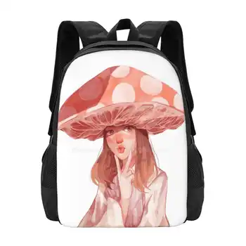 Училищни чанти за момичета-гъби, Пътен раница за лаптоп, Оригинален художествен Гъба за момичета