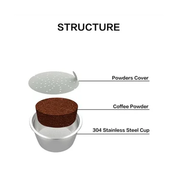 Филтър за многократна употреба Pod за неръждаема стомана кафе капсула за многократна употреба пластмасови GustoA