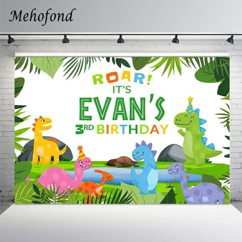 Фон за 3-ти рожден ден на динозавъра, Mehofond, Дивата джунгла, карикатура, детски портрет, на Фона на фотографията на партита, подпори за фото студио