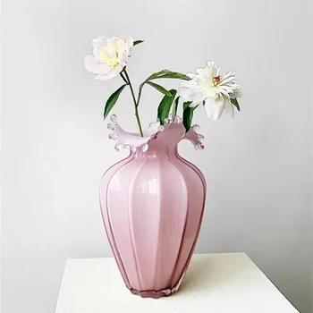 Френската ретро стъклена ваза с пистолет, подобрени средновековни цветни декорации за всекидневна