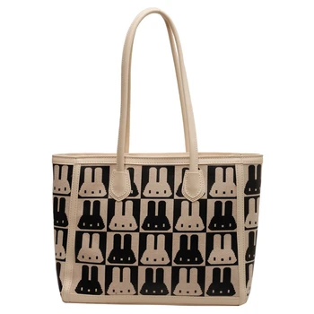 Холщовая пътна чанта с принтом заек, дамски модни дамски чанти-месинджър със заек, чанти за пазаруване