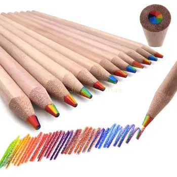 Цветни Моливи 7 в 1 цвят Rainbow, Дървени Цветни Моливи, Цветни Моливи за Рисуване на Художествени, Colorization, да Скицирате D0UA