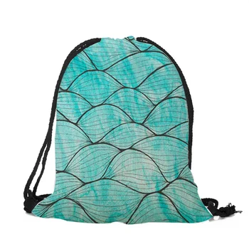 Чанта от полиестер с завязками в стил чист океан, подводен пейзаж, морското животно, кит, студентски чанти на рамо, с раница на открито