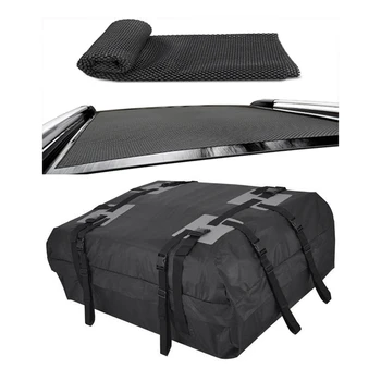 Черна чанта за съхранение на багаж на покрива на автомобила за пътуване или шофиране с висока проходимост С нескользящим мат