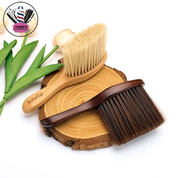 Четка за почистване на врата на фризьорски салон Дървена дръжка Мека Найлонова четка за коса за коса Вълнена Дръжка От масивна дървесина Салонные Аксесоари Инструменти