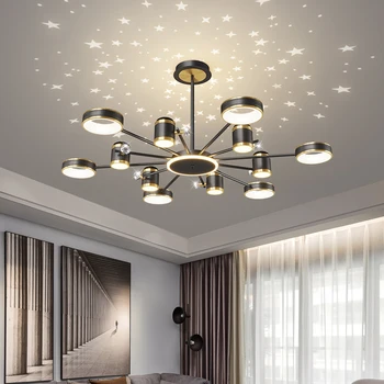 MDWELL Постмодернистские led таван, осветителни тела за хол, спалня, Затемняющий Тавана Лампа, Черен /Бял AC110-220V, скандинавски тавана лампа