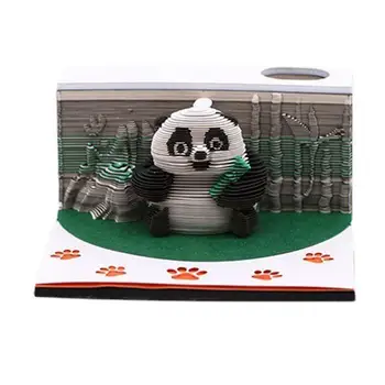 Бележник Omoshiroi Block 3D Mini Panda Книжен модел бележник за водене на записки Офис Хартиени бележки Коледен подарък за рожден Ден