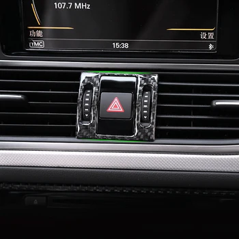 За Audi A6 C7 A6L 2012 2013 2014 2015 2016 Автомобилна Централна контролния Панел, изработени От Въглеродни Влакна Сигналната Лампа за Сигурност Рамка Капак Завърши 