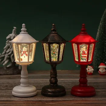 Коледна украса настолна лампа светещ вода, попълнете шестоъгълна настолна лампа Коледен орнамент лека нощ творчески украшение