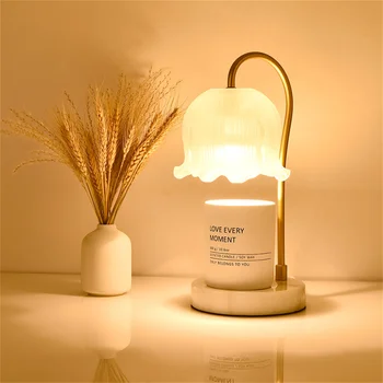 Лампата за подгряване на свещите за баночных свещи, Беспламенная ароматерапевтическая лампа за топене на восък с регулируема яркост с мрамор основание за домашен интериор на спалнята