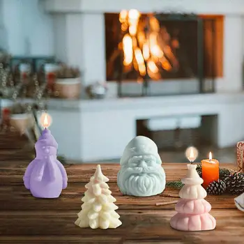 Най-добрата Коледна форма за свещи САМ Дядо Коледа Форма за извършване на епоксидна смола Мини 3D Коледна елха Силиконови форми за украса на дома
