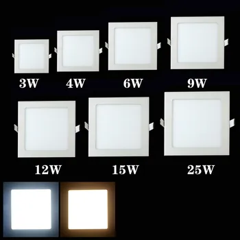 Ултра ярък дизайн 3 W/6 W/ 9 W / 12 W / 15 W /25 Watt Led тавана ултра тънък-Вградени мрежест лампа ligh /slim square panel Spot light
